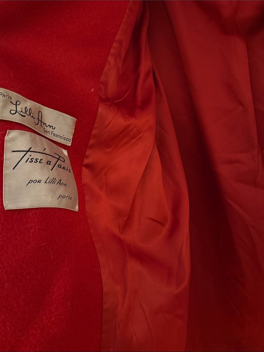 Vintage Red Wool Cape Coat — Lilli Ann San Francisco - Picture 10 of 16